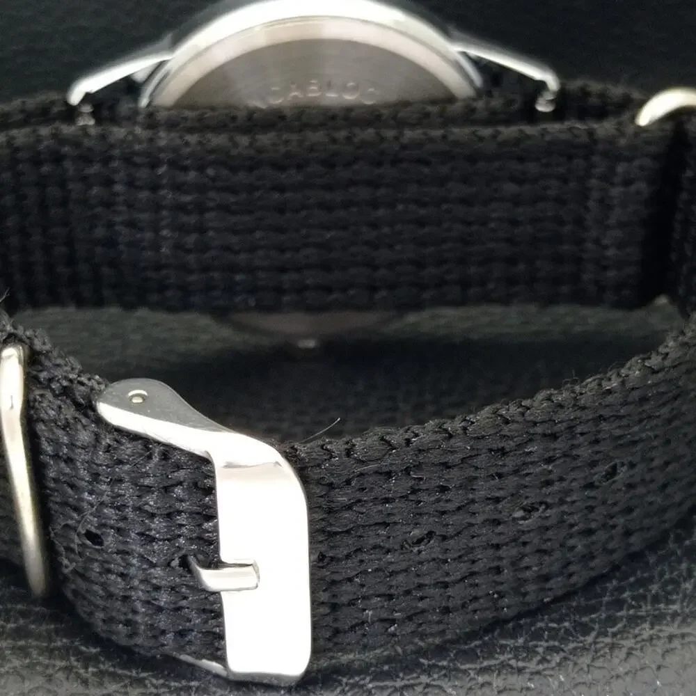 Vintage 1987 Fortis Manual Mens Silver Watch W/Nato Strap & Black accents
